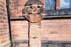 The reconstructed cross.  St Barnabas   church. Bromborough.