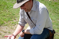 Michael Livingston holding a caltrop